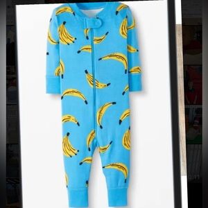 Hanna Andersson Bright Blue Banana Print Footie